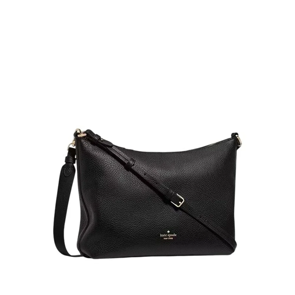 Kate Spade KP337 Black Pebbled Leather Crossbody Bag Gold Hardware New